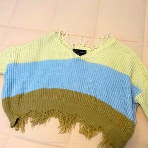 Color Block Distressed Sweater